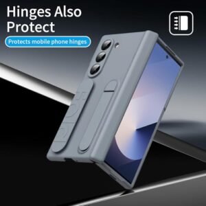 Ultra Hybrid Galaxy Z Fold 6 Case With Stand Hinge Protection Rugged Pc Hard Cover With Wristband Kickstand Front Screen Protector Fold 6 Case For Men Women 2024 Gray Featured