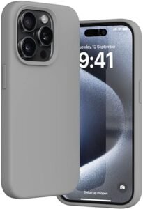 Silicone Back Cover Case For Iphone 15 Pro Shockproof Scratch Resistant Slim Fit Protective Design Military Grade Protection Support Mag Safe Wireless Magnetic Charging Grey Featured
