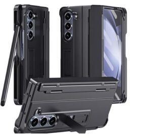 Gaffar India Back Cover For Samsung Galaxy Z Fold5 Fold 5 Armour Anti Shock Flat Hinges Full Body Front Glass Protection Matt Finish Pc Kickstand With Stylus S Pen Case Black Fold 5 Featured