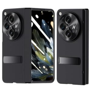 Dootoo For Oneplus Open Hinge Coverage Protective Case Matte Hard Plastic Shookproof Kickstand Cover Bulit In Front Screen Protector Full Body Case For One Plus Open Black Featured