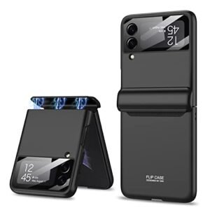 Ultra Thin Back Case Cover For Galaxy Z Flip 4 Magnetic Hinge Protection And Inbuilt Glass Window Protection Black Featured