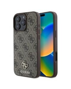 Guess Iphone 16 Pro Case Official Licensed Mag Safe Compatible Pu Case With 4g Small Metal Logo Classic Logo Protective Case Cover Designed For Iphone 16 Pro 2024 Brown Featured