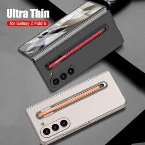Gaffar India Contrast Ulta Thin Pc Case For Samsung Galaxy Z Fold 6 Inbuilt S Pen Holder Stand Hybrid Back Cover Black With Red Pen Featured