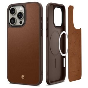 Gaffar India Kajuk Mag For Iphone 15 Pro Max Case Faux Leather Iphone 15 Pro Max Back Cover Saddle Brown Featured