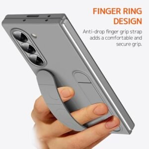 Melomon Ultra Hybrid For Samsung Galaxy Z Fold 6 Case Shockproof Hand Strap Slim Grip With Wristband Cover For Galaxy Fold 6 Case With Kickstand And Free Screen Protector Titanium Grey Gallery 3