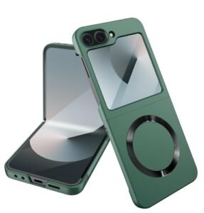 Ultra Thin Back Case Cover With Back Screen Glass Magnetic Charging Support For Samsung Galaxy Z Flip6 5g Galaxy Flip 6 Case Cover Forest Green Featured