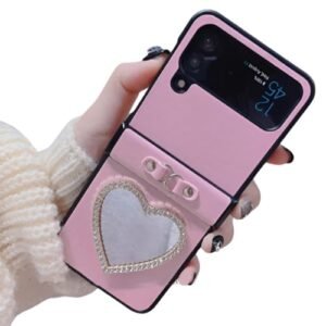 Back Cover Case For Samsung Galaxy Z Flip5 Soft Flexible Tpu Shockproof Protective Mirror Heart Case For Girls Women Featured