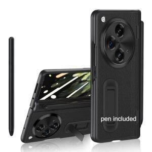 Libeagle For Oneplus Open Case Capacitance Pen Pen Holder On Hinge Protection Leather On Back Built In Screen Protector Adjustable Stand Camera Protection Thin Slim Cover 5g 2023 Black Featured
