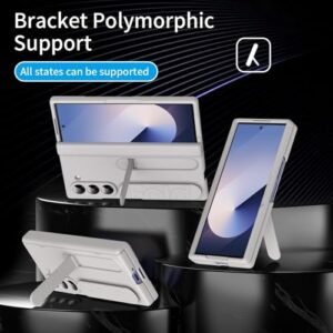 Gaffar India Ultra Hybrid Galaxy Z Fold 6 Case With Stand Hinge Protection Rugged Pc Hard Cover With Wristband Kickstand Front Screen Protector Fold 6 Case For Men Women 2024 Titanium Gra Featured