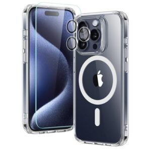 For Iphone 15 Pro Max Case Set 1 Tempered Glass Screen Protector 1 Set Of Lens Protectors Military Grade Protection Scratch Resistant Magsafe Tpu Phone Case Classic Series Clear Featured