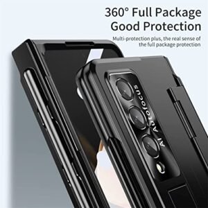 For Samsung Galaxy Z Fold 4 Case With S Pen Pen Holder One Piece Design Z Fold 4 Case With Hinge Protection Built In Screen Protector Kickstand All Inclusive Slim Pc Case For Z Fold 4 Black Featured