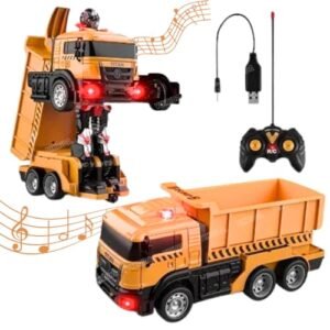 Vikrida Remote Control Car Rc Car For Kidsdumper Robot With One Button Deformation Dumper Toys With Sound And Lightsgift Toy For 6 7 8 9 10 11 12 Year Old Boys Dumper Orange Featured