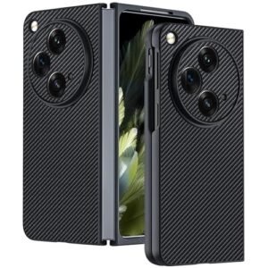 Mobilove Back Cover Case For Oneplus Open Ultra Slim Premium Leather With Carbon Fiber Pattern Shockproof Case Comes With Screen And Camera Protection Black Featured