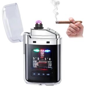 Arkzo Smart Lighter Rechargeable Usb Lighter Dual Arc Plasma Lighter For Smokers Windproof Transparent Stylish And Unique Design Ideal For Camping And Cigarette Use Pocket Sized Featured