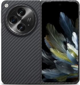 Gaffar India Front Back Case Compatible With Oneplus Open Release 2023 Matte Carbon Pattern Sturdy Durable Aramid Fiber Super Light At 0 6mm Thin Protective Cover Black Featured