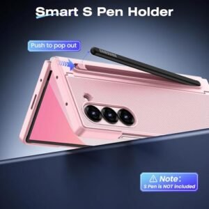 Gaffar India Textured Grip S Pen Holder Stand Back Cover For Samsung Galaxy Z Fold6 Fold 6 With Inbuilt Glass Kickstand S Pen Slot No Spen Included Back Case Pink Featured