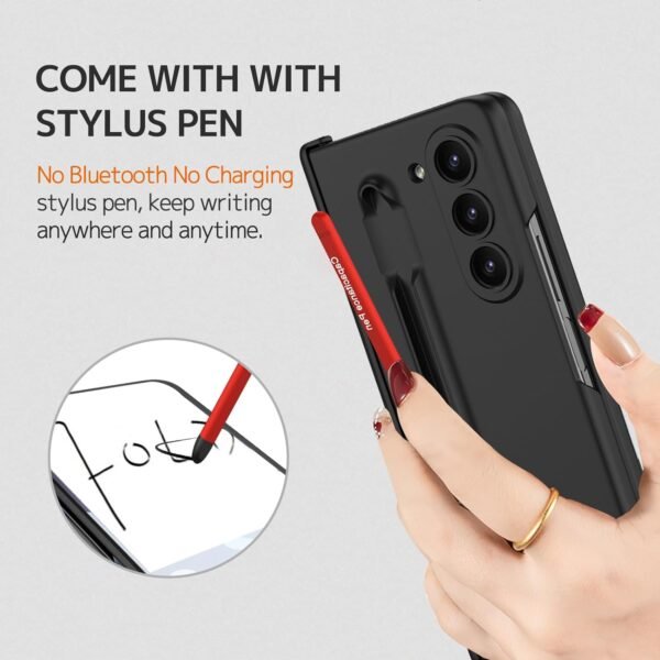 Contrast Magnetic Hinge Case For Samsung Galaxy Z Fold 5 Inbuilt S Pen Holder Stand Hybrid Back Cover Gallery 2
