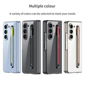 Transparent Slim Electroplated Back Case Cover With Front Glass Pen For Samsung Galaxy Z Fold5 Galaxy Fold 5 Case Cover Featured