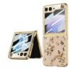 9h Glass Back Case For Samsung Galaxy Z Flip5 Z Flip 5ultra Thin Full Body Protection Folding Hard Back Cover Design Flower Featured