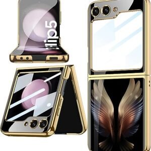9h Glass Back Case For Samsung Galaxy Z Flip5 Z Flip 5ultra Thin Full Body Protection Folding Hard Back Cover Design Wings Featured