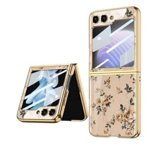 9h Glass Back Case For Samsung Galaxy Z Flip6 Z Flip 6ultra Thin Full Body Protection Folding Hard Back Cover Design Flower Featured