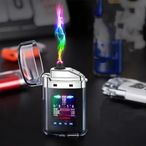 Acmust Stylish Dual Arc Electric Lighter Unique Transparent Windproof Cigarette Lighter Rechargeable With Usb Ideal For Camping And Smoking Pocket Sized Plasma Electrical Lighter Featured