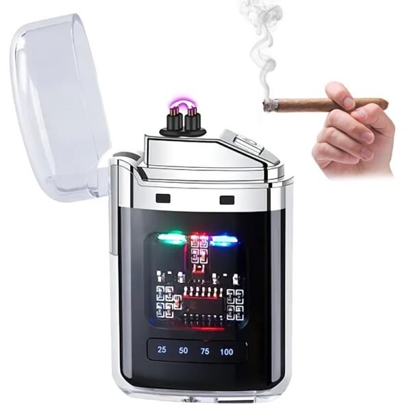 Arkzo Smart Lighter Rechargeable Usb Lighter Dual Arc Plasma Lighter For Smokers Windproof Transparent Stylish And Unique Design Ideal For Camping And Cigarette Use Pocket Sized Featured