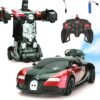Arniyavala Remote Control Car Toytransform Robot Rc Cars With Cool Spray Rechargeable Car Toy With One Button Deformation Rotating Drifting Lights Sound For Kids Boys Red Featured