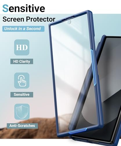 Atatoo For Samsung Galaxy Z Fold 6 Case With S Pen Holder Kickstand Hinge Protection Hd Screen Protector Slim Stand Durable Hard Shockproof Lightweight Phone Case For Z Fold 6 2024 Blue Featured