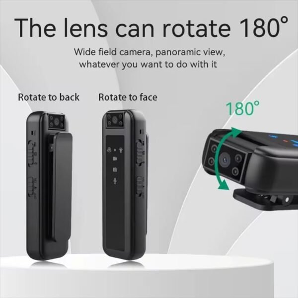 Ausek Hd Mini Body Camera With Night Vision 256gb Support 180 Rotating Lens Upto 5 Hour Recording Time Night Vision Body Cam Video Recorder For Police And Personal Security Gallery 2