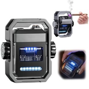 Avedia Stylish Armor Shaped Spin Electric Lighter Rechargeable Usb Plasma Arc Cigarette Lighter For Men Windproof Foldable Cool Fancy Ideal Liter For Smoke Camping Pocket Featured