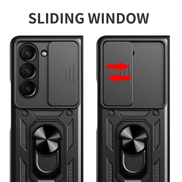 Back Case Cover For Samsung Galaxy Z Fold5 Fold 5 5g Heavy Duty Slide Camera Case Cover Built In Rotated Ring Kickstand Gallery 2