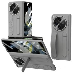 Back Cover Case For Oneplus Open Shockproof Protective Dual Function Wristband Stand Case For Men Boysgrey Featured