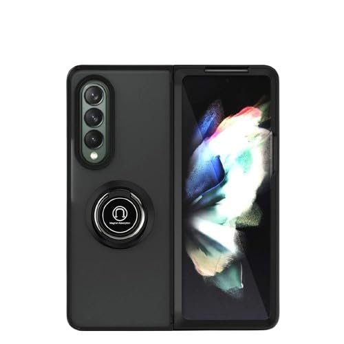 Back Cover Case For Samsung Galaxy Z Fold3 Shockproof Protective Frosted Transparent Magnetic Ring Case For Men Boys Featured
