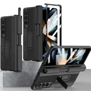 Back Cover Case For Samsung Galaxy Z Fold4 Shockproof Protective Armor Kickstand Case For Men Boys With Pen Holder Featured