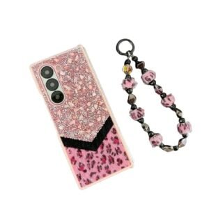 Back Cover Case For Samsung Galaxy Z Fold5 Scratch Resistant Anti Slip Tpu Shockproof Protective Durable Glam Leopard Flashing Stone Spark Case For Girls Women Featured
