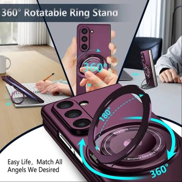 Back Cover Case For Samsung Galaxy Z Fold5 Shockproof Protective Dynamic Swivel Magnetic Kickstand Case For Men Boys Gallery 2
