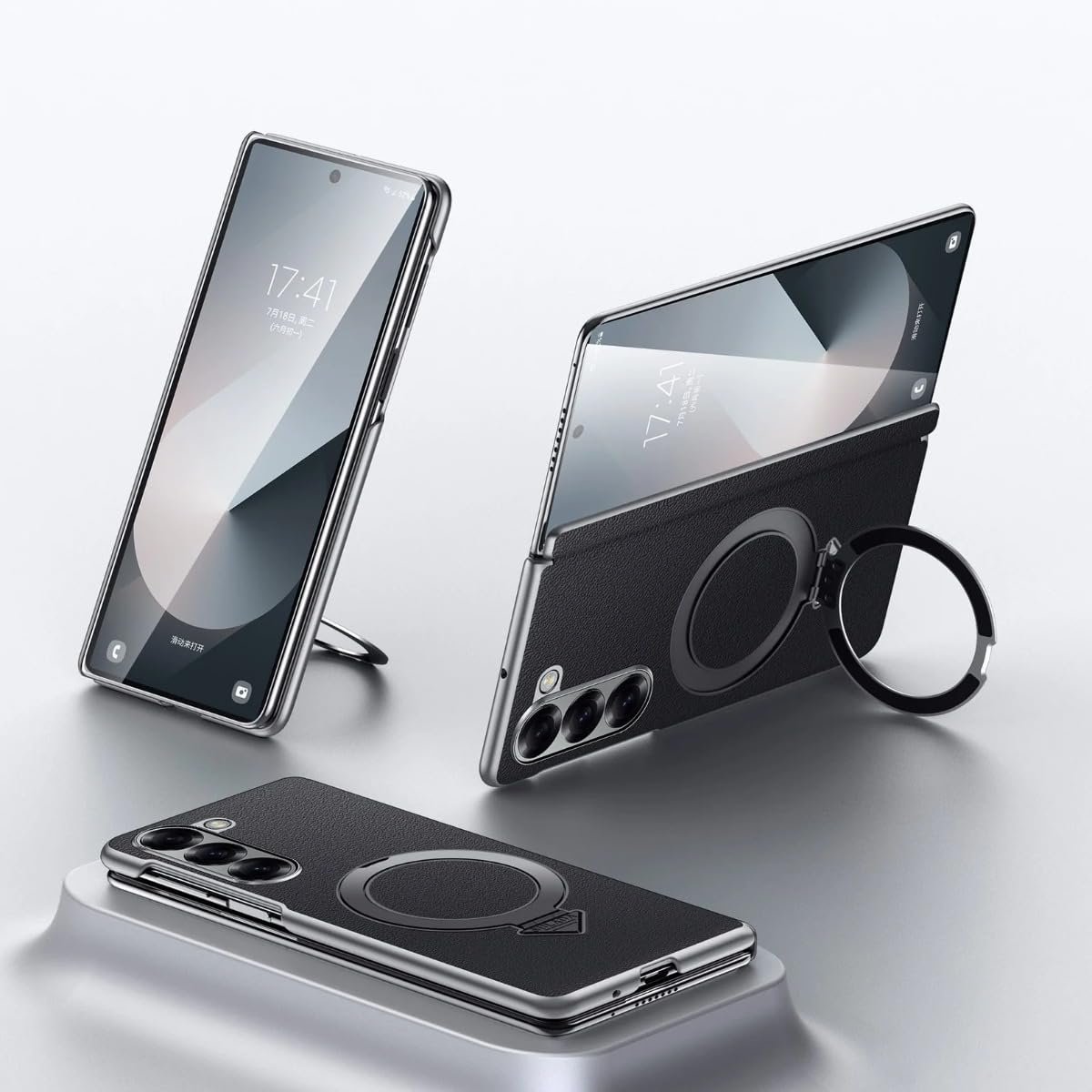 Back Cover Case For Samsung Galaxy Z Fold5 Shockproof Protective Infinity Luxe Leather Kickstand Case For Men Boys Featured