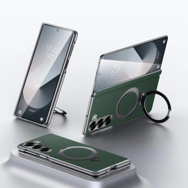 Back Cover Case For Samsung Galaxy Z Fold5 Shockproof Protective Infinity Luxe Leather Kickstand Case For Men Boys Gallery 3