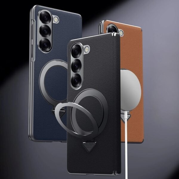 Back Cover Case For Samsung Galaxy Z Fold5 Shockproof Protective Infinity Luxe Leather Kickstand Case For Men Boys Gallery 5