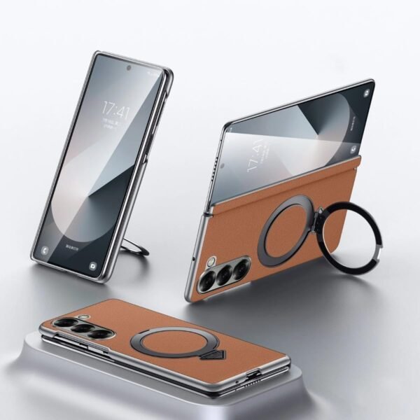 Back Cover Case For Samsung Galaxy Z Fold5 Shockproof Protective Infinity Luxe Leather Kickstand Case For Men Boys Gallery 8