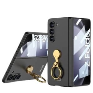 Back Cover Case For Samsung Galaxy Z Fold5 Shockproof Protective Ring Holder Electroplated Shockproof Case For Men Boys Featured