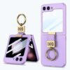 Back Cover For Samsung Galaxy Z Flip5 Flip 5 Electroplated Leather And Dedicate Z Ring Phone Cover Case Featured