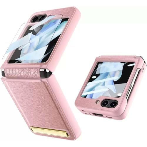 Back Cover For Samsung Galaxy Z Flip6 Flip 6 Premium Leather Hinges Protection Kickstand Case Featured