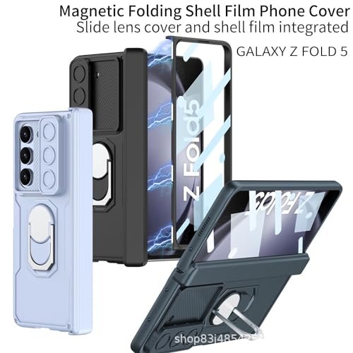 Back Cover For Samsung Galaxy Z Fold 5 With Inbuilt Front Screen Glass Guard And Camera Shutter Protection Shockproof Mobile Coverblue Pack Of 1 Featured