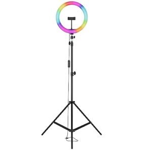 Basics 14 Inch Rgb Dual Temperature Led Ring Light With 7ft Tripod Stand And Hot Shoe Adapter For Photo Shoot Video Shoot Live Stream Makeup Vlogging Compatible With Smartphones Camera Featured