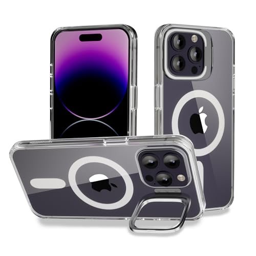 Basics Iphone 14 Pro Max Case Compatible With Magsafe Adjustable Camera Ring Stand Scratch Resistant Back Military Grade Protection Tpu Classic Magnetic Back Cover With Kickstand Clear Featured