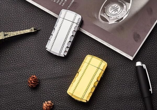 Beautifuly Crafted Solid Metal Made Pocket Size Refillable Butane Gas Jet Flame Lighter With Analog Led Display Clock Lighter For Cigarette Cigar Hukkah For Cigarette Lover Gallery 4