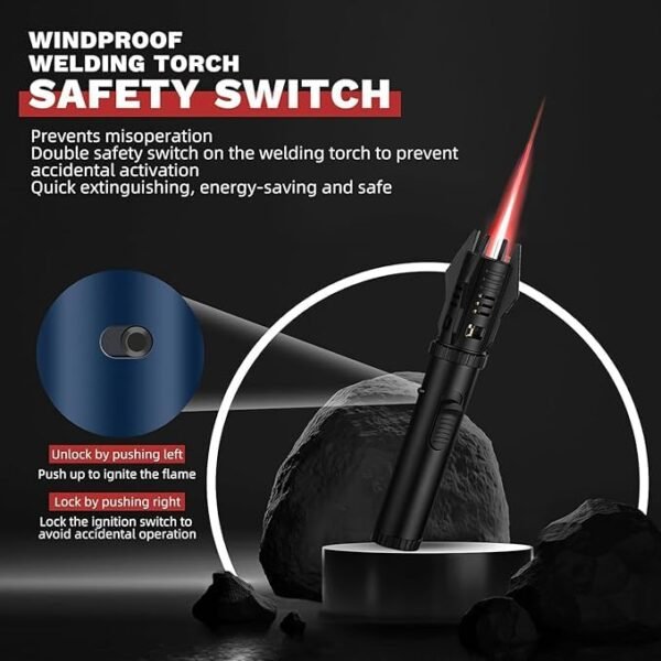 Bitnex Torch Lighter Bright Fire Lighter With Safety Lock And Adjustable Red Blue Flame Refillable Butane Gas Windproof Jet Flame Cool Lighters For Kitchencandles Bbq Baking Camping Gift Gallery 3