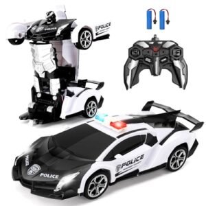 Blackma Remote Control Car Toys Transform Rc Robot Cars 2 4ghz Transform Police Car With Led Lights One Button Deformation Rc Car Christmas Birthday Gifts For Age 3 4 5 6 7 8 9 Year Old Boys Girls Featured